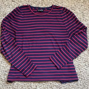 J. Crew Navy and Red Striped Long-Sleeve Tee